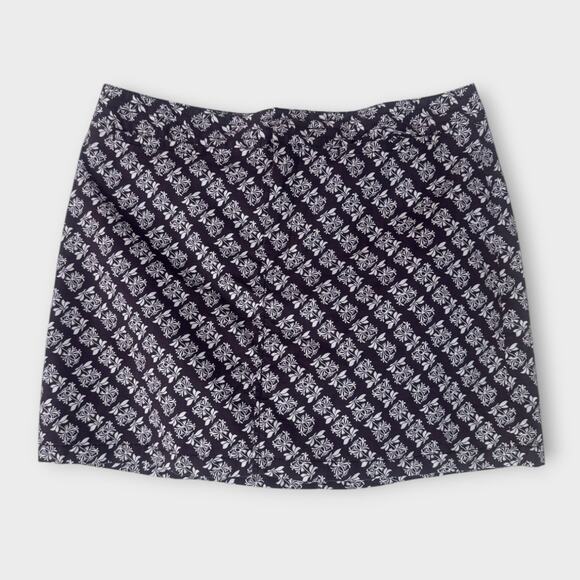 Dockers Brown White 12 Floral Stretch Front Closure w/Pockets Skirt Skort - Picture 1 of 7